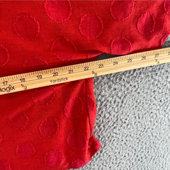 Chicos Top Womens 3 US Extra Large Red Applique Polka Dot Elbow Kimono Sleeves - Picture 8 of 10